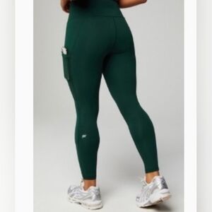 Fabletics On The Go PowerHold High-Waist Dark Teal Leggings With Pockets